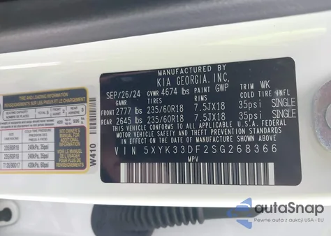 2025 Kia Sportage Ex z USA, uszkodzony, nr VIN 5XYK33DF2SG268366